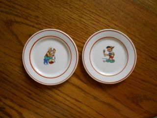 Vintage Beswick Pinocchio Geppetto Small Porcelain Plates Walt Disney Ltd