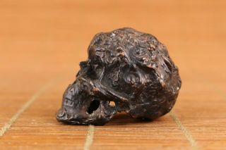 Chinese Old Bronze Hand Carved Skull Statue Figure