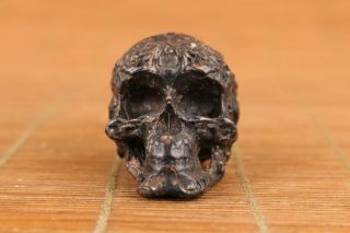 chinese old bronze hand carved skull statue figure 3