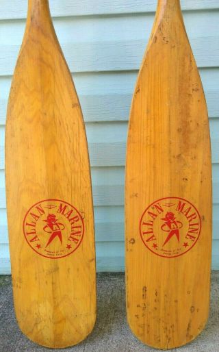 Vintage ALLAN MARINE Wood Canoe Paddles Jervis Corp 2