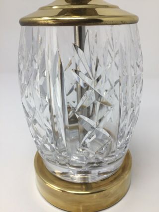 Vintage Waterford Lead Cut Crystal Lamp 7.  5” Base Brass Harp And Finial 18 "