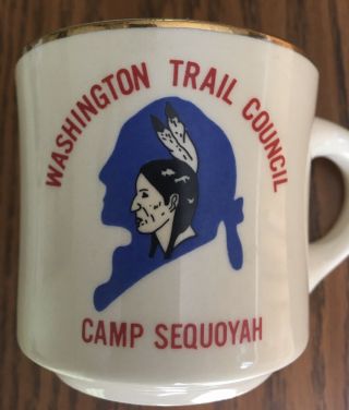 BOY SCOUTS MUG COFFEE CUP WASHINGTON TRAIL COUNCIL PA CAMP SEQUOYAH 1972 2