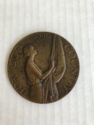 American Legion School Award Bronze Medallion 1925 For God And Country