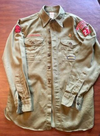 Vintage 1950s Boy Scouts Of America Youth Long - Sleeve Shirt Small Or Medium Size