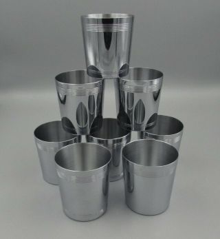 Vintage Art Deco Chrome Chase Old Fashioned Cocktail Cups - Set Of Eight
