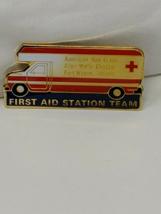 Vintage American Red Cross Arc First Aid Station Team Pin Allen Wells Chapter In