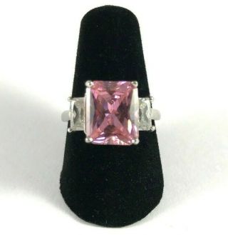 Vintage 10k White Gold Pink Cz Ring Size 6.  5,  Pink Gemstone White Gold Ring