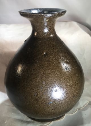 Old 6.  5” Chinese Whiskey Brown Stoneware Bottle Jug Rice Wine Liquor No Label