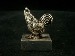 Tibetan White Copper Hand Made Rooster Seal C110 3