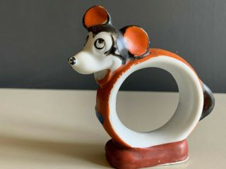 Vtg 1930s 40s Mickey Mouse Figural Napkin Ring Disney Made Japan Porcelain