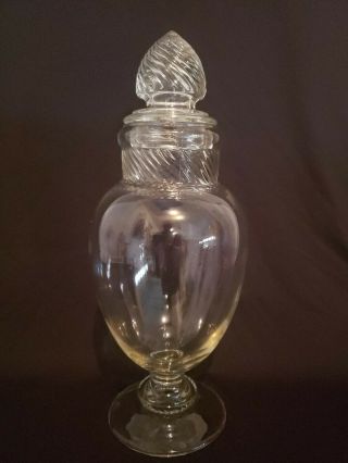 Vintage Huge Swirled Glass Drug Store Pharmacy Apothecary Jar
