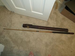 Vintage Two Piece Brunswick Carom King Pool Cue And Leather Case,  57 "