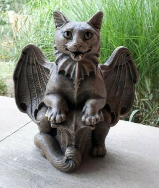 Vintage Windstone Editions Winged Cat Gargoyle Statue Large Approx 11 X 9 X9 "
