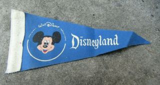 Vintage 60s Mickey Mouse Walt Disney Productions Disneyland Felt Flag Banner 8 "