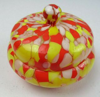 Vintage Colored Czechoslovakia art glass covered candy dish Trinket Jewelry Box 2