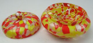 Vintage Colored Czechoslovakia art glass covered candy dish Trinket Jewelry Box 3