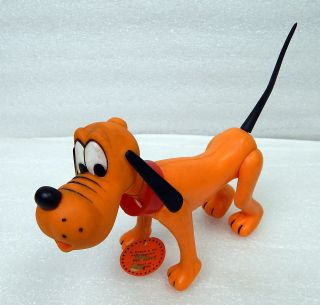 Vintage Walt Disney Productions Pluto Dog Toy Figure Dakin 2241 Tag Collar