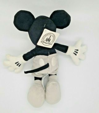 DISNEY PARKS Black White Gray Mickey Mouse And Donald Duck 7” Plush Stuffed Toy 3