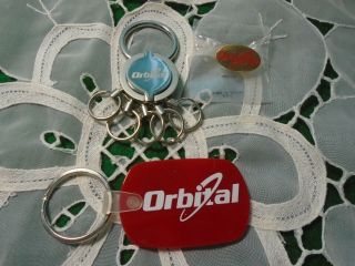 Orbital Sciences Corporation (2) Keychains & 1 Hat Pin Pre - Owned