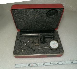 Vintage Starrett No.  196 Dial Test Indicator Set Universal Back Plunger & Case 2