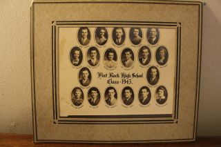 1943 Flat Rock High School Indiana Class Photo - Frame 13 3/4 " X 11 3/4 "