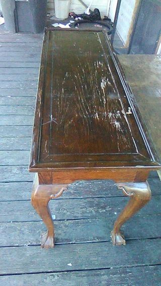 Vintage Carved Chippendale Style Sofa Table,  Console,  Ball And Claw