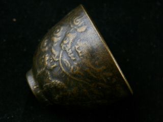 Fine Antique Chinese Brass Dragon Relief Little Cup R011