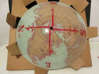 Vtg.  Ceiling Light Nauticalcompass Ship Wheel World Globe Map Glass Shade