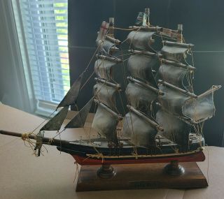 Vintage Wooden Model Cutty Sark 1869 Clipper Ship Home Decor 14”x12” Pirate Ship