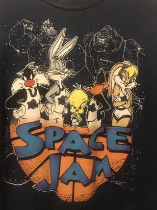 Vtg USA 1996 Space Jam Looney Tunes Bugs Bunny Michael Jordan Sweatshirt XXL 2