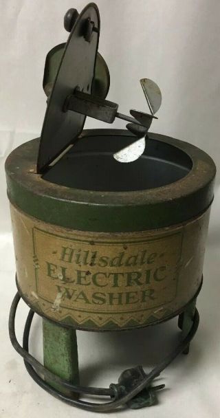 Vintage Hillsdale Electric Washer Mini Kids Toy Washing Machine Childrens Tin
