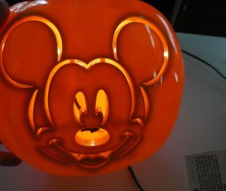 Disney Mickey Mouse Halloween Pumpkin Hard Plastic Cut Out Light Up Blow Mold
