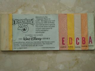 Disneyland Junior May 1980 A - E Ticketbook With 5 Tickets,  25th Anniv