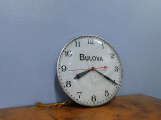Vintage 15” Bulova Lighted Advertising Bubble Glass Wall Clock