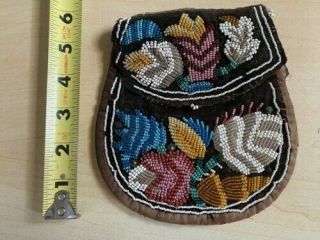 Vintage Iroquois Native American Indian Beaded Purse Bag Pouch Handmade Velvet