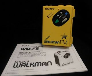 Vintage 1984 Sony Sports Walkman Fm Yellow Wm - F5 Stereo Radio Cassette Player