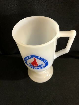 White glass Camp Fire Girls mugs from the 70s.  No chips. 2