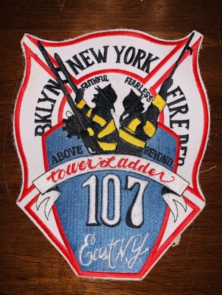 Vintage York City Fire Department Patch Tower Ladder 107 Very Large