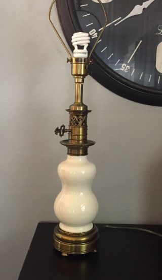 Vtg Stiffel Brass & Lenox Porcelain Table Lamp Hollywood Regency
