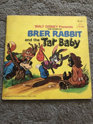 Walt Disney Presents Brer Rabbit And The Tar Baby 1971 Book Splash Mountain Rare