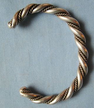 Vintage Silver Jewelry Bracelet W/twisted Rope & Bead Design
