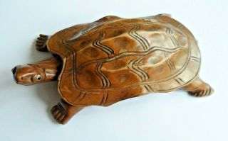 Antique/vintage Oriental Carved Terrapin With Glass Eyes.  Approx.  15.  6 Cm Long.