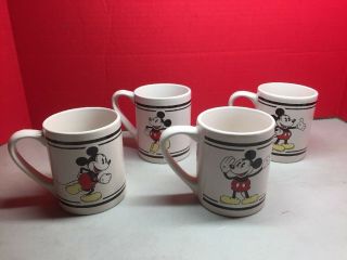 Disney Gibson Mickey Mouse Vintage Set Of 4 Coffee Mugs