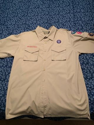 Bsa Boy Scout Tan Short Sleeved Uniform Shirt Leader Adult Large Euc