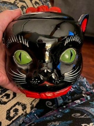 Vintage Shafford Black Cat Cookie Jar 1950 