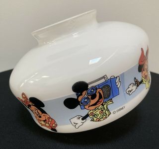 Vintage 1980s Disney Mickey & Minnie Mouse Glass Ceiling Shade Light Fixture