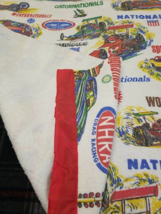 Vtg 70s NHRA Drag Race Bed Blanket Car Racing Sears Nationals 68x88 2