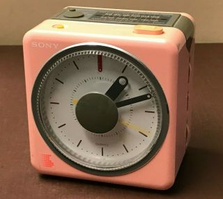 Vintage Sony Icf - A10w Pink Radio/melody Quartz Alarm Clock Japan
