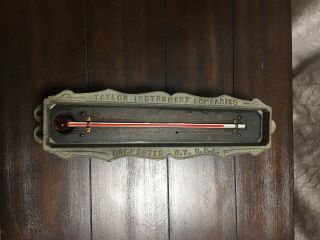 Vintage Taylor Instrument Wall Cast Iron & Brass Thermometer Tycos Rochester,  Ny
