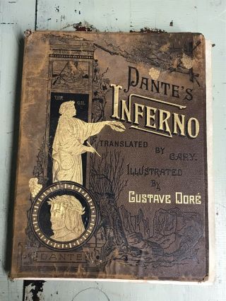 Vintage Dante’s Inferno Illustrated By Gustave Dore Leather Rev.  Cary
